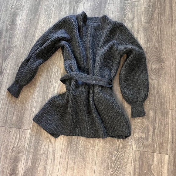 Topshop Charcoal Belted Wrap Cardigan XS - Picture 7 of 7